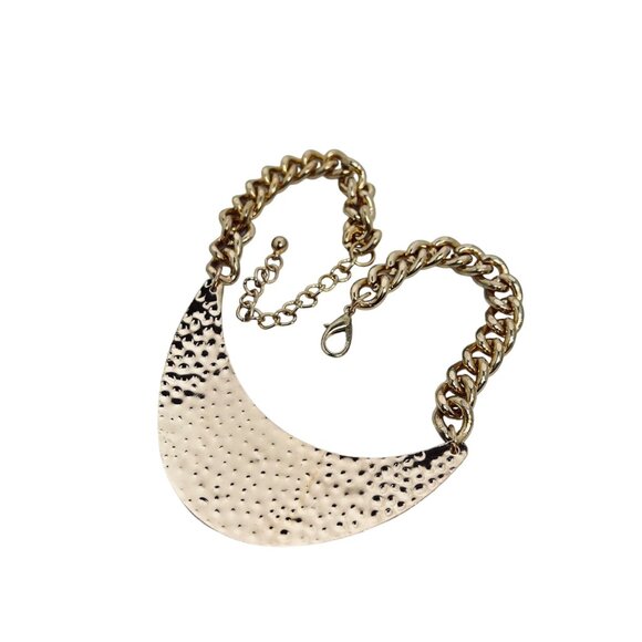 Chunky Gold Tone Curb Chain Leopard Bib Choker Necklace (5451) - Picture 6 of 6